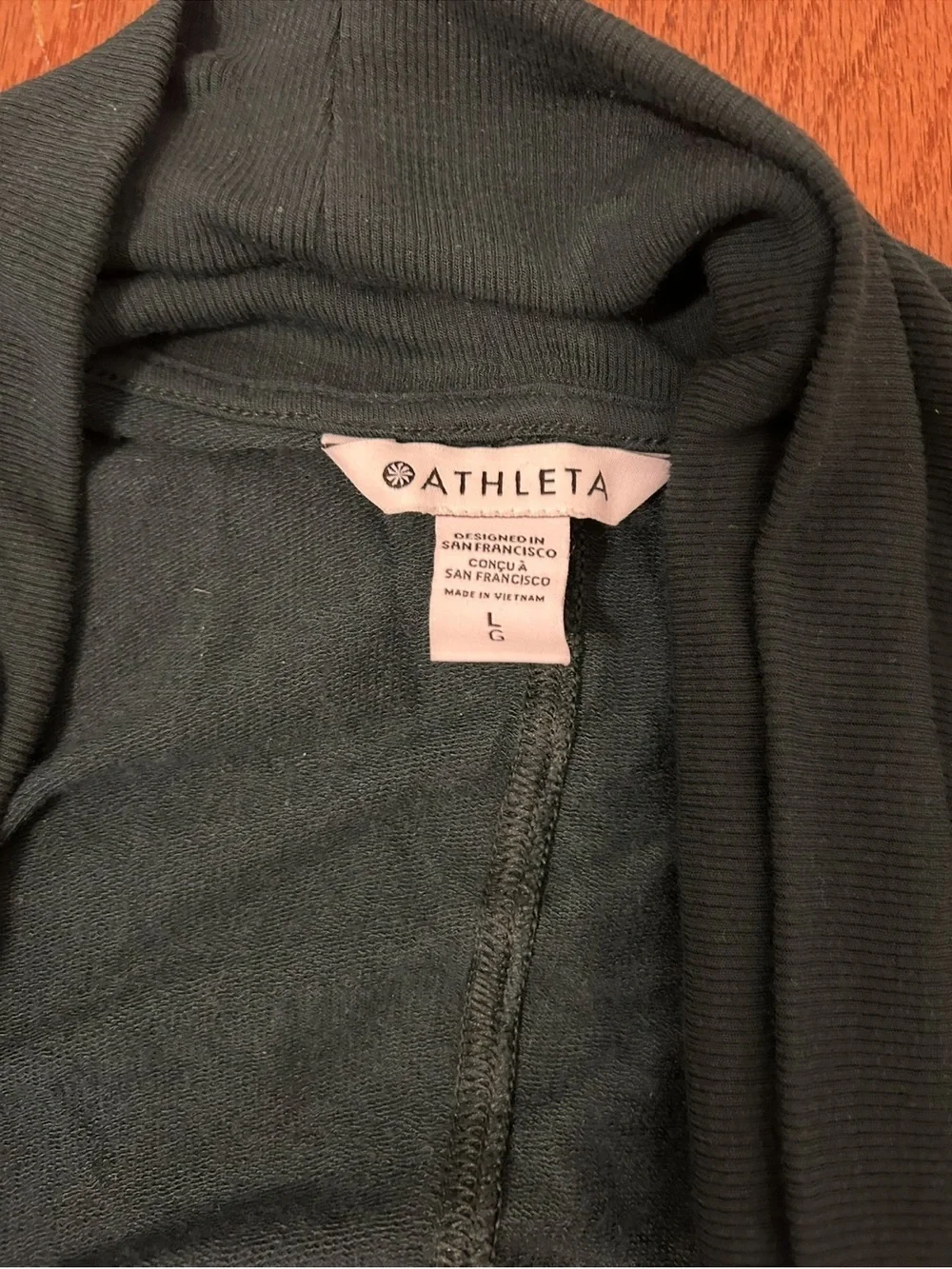 Athleta Dark Green Open Front Cardigan Women's Large Lightweight Layer